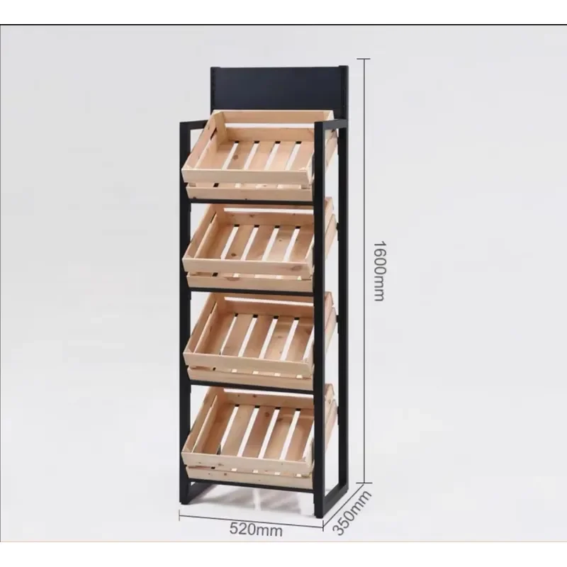 Solid Pine Wood Coconut Water Display Stand for Supermarket Beverage Rack Natural Wooden Drink Shelf Organizer Storage Unit