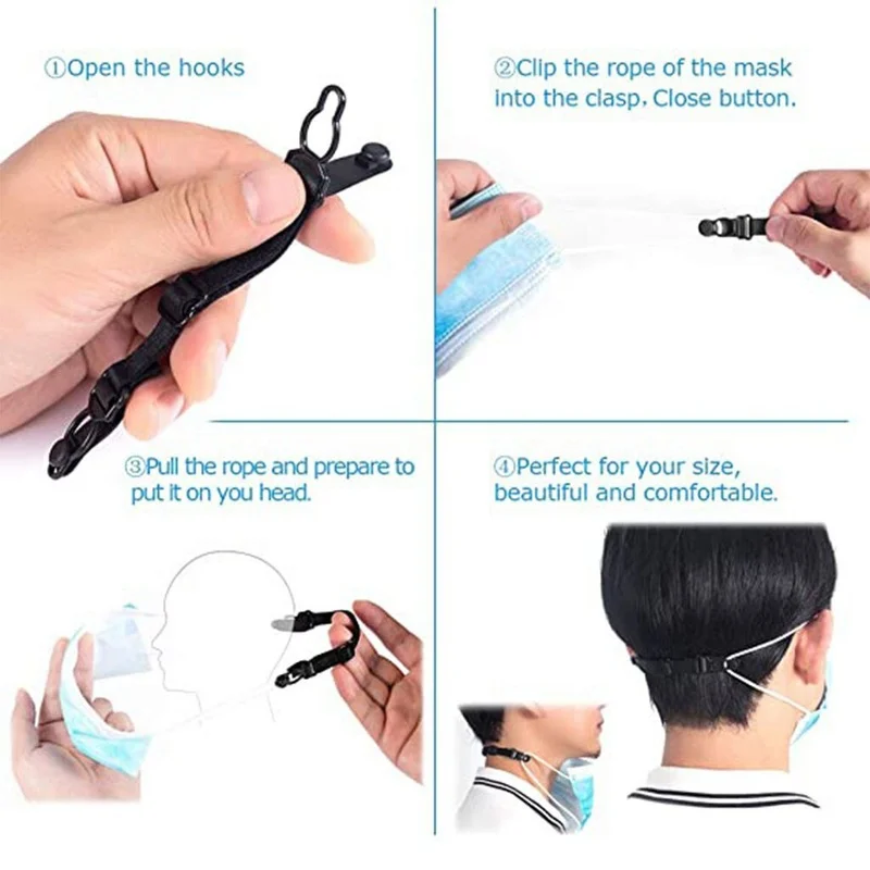 10PCS Adjustable Mask Extension Bandage Mask Hook Ear Rope Unisex Extension Belt Relieves Ear Pain Prevention Lanyard