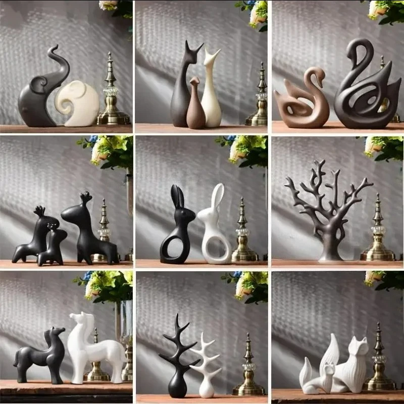1 pair of ceramic figurine statues living room home office desktop decoration handicrafts wedding gifts