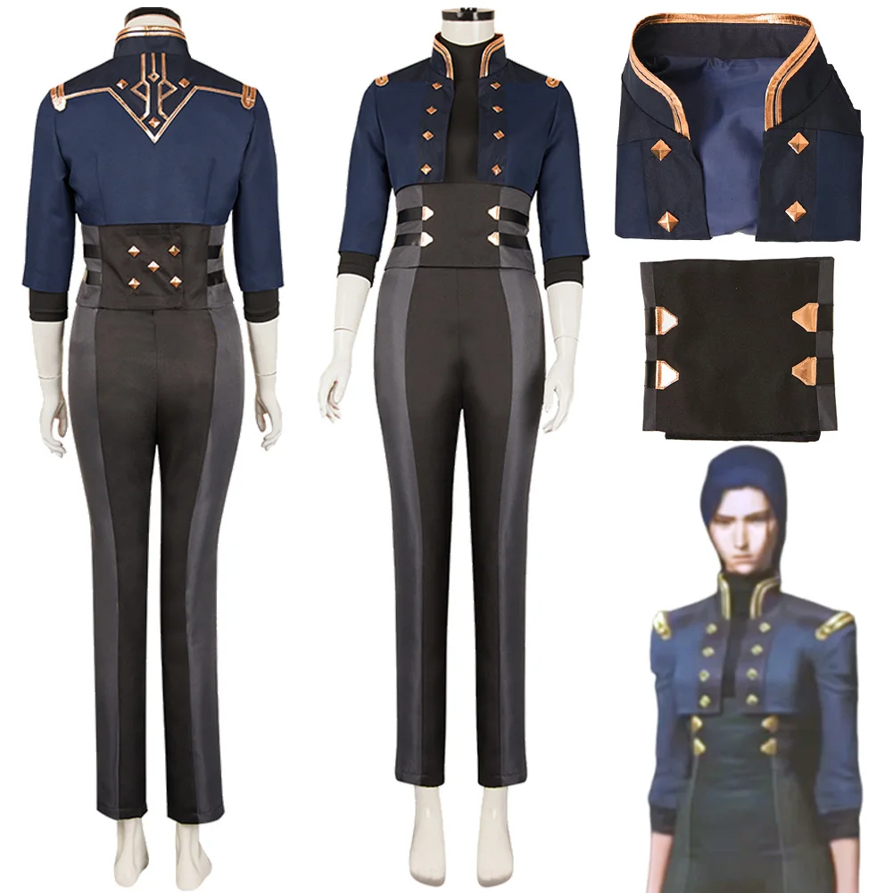 Arcane Caitlyn Kiramman Cosplay New Style Costume Game LoL TV 2 Disguise Blue Military Uniform Girdle Pants Full Set Halloween