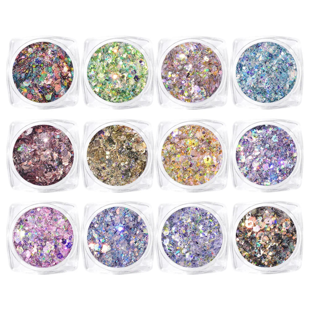 

Flash Powder Glitter Sequin Set For Diy Nail Art Manicure Sticker Charming Decals Women Girls Gift Nail Kit