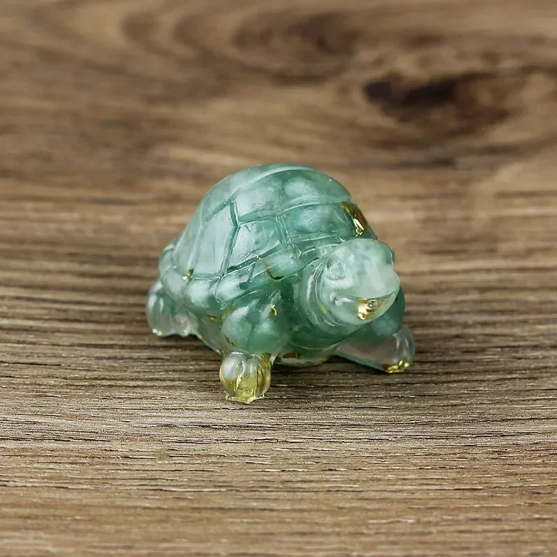 Kawaii Artificial Turtle Figurines Crushed Crystal/Stone Transparent Epoxy Resin Figurine Home Decorations