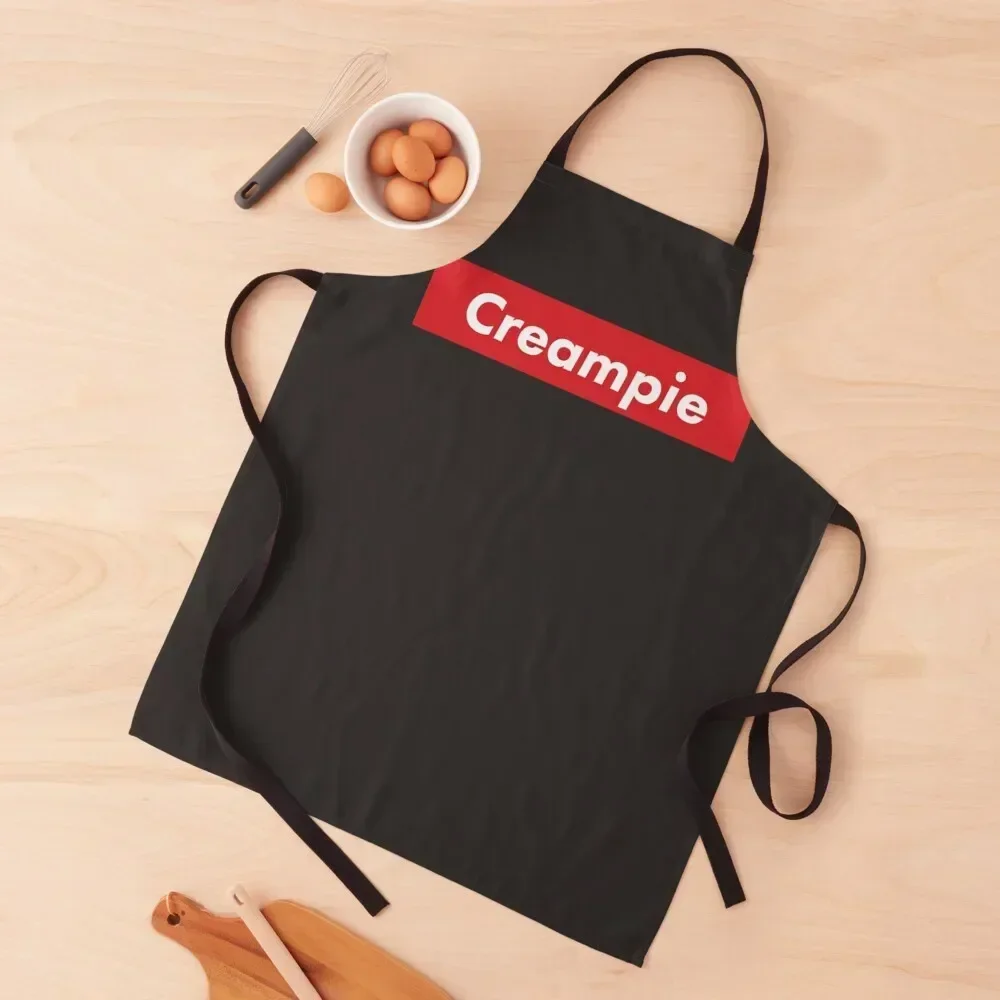 

Creampie Red Box Logo Essential T-Shirt Apron Cute Kitchen Accessories Women's Kitchen Cooking Clothes painting Apron