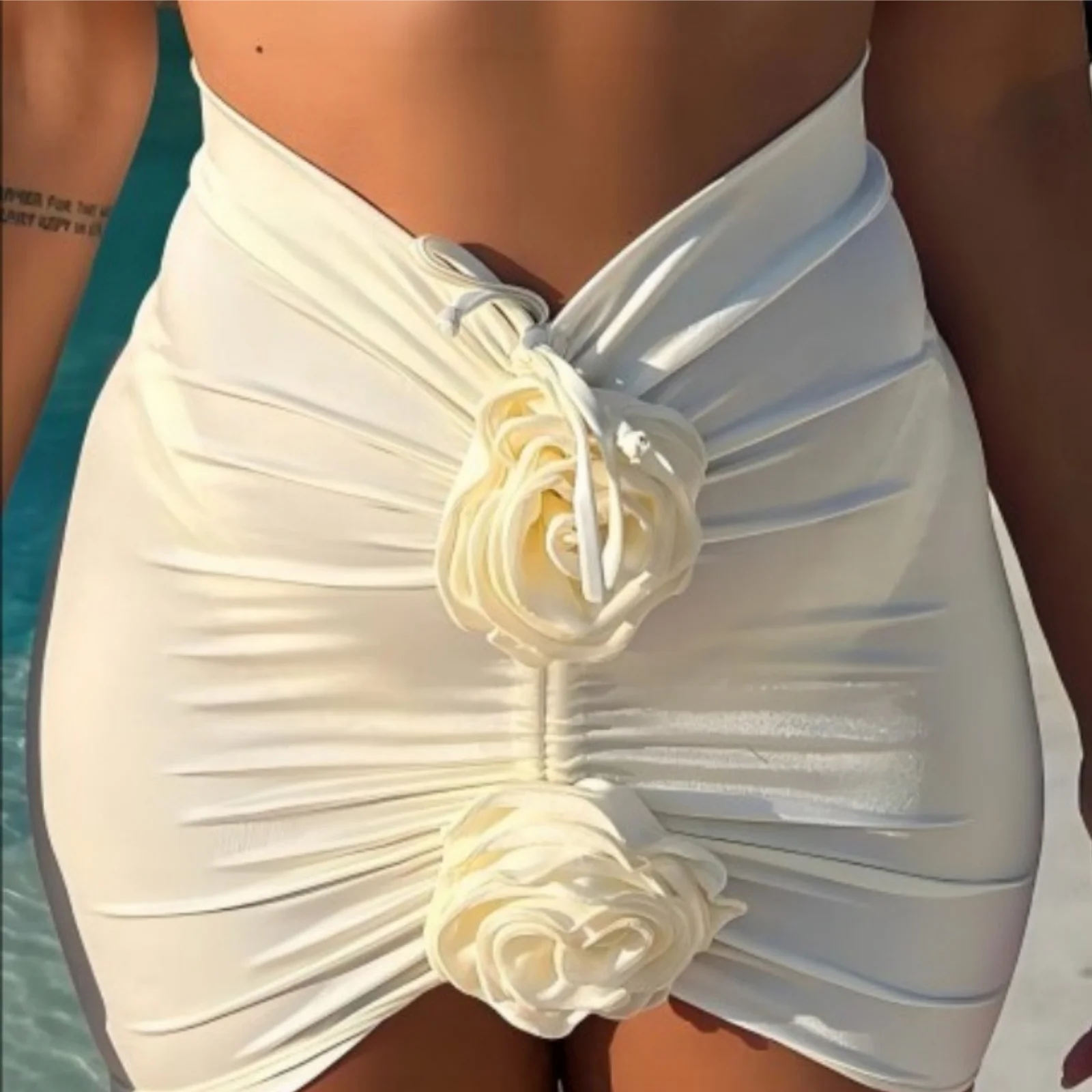 Imagem -05 - Conjunto de Biquíni Floral de Renda de Três Peças para Mulheres Maiô Encobrimento Maiô Push-up Moda Praia para Natação Roupa de Banho 3d 2024