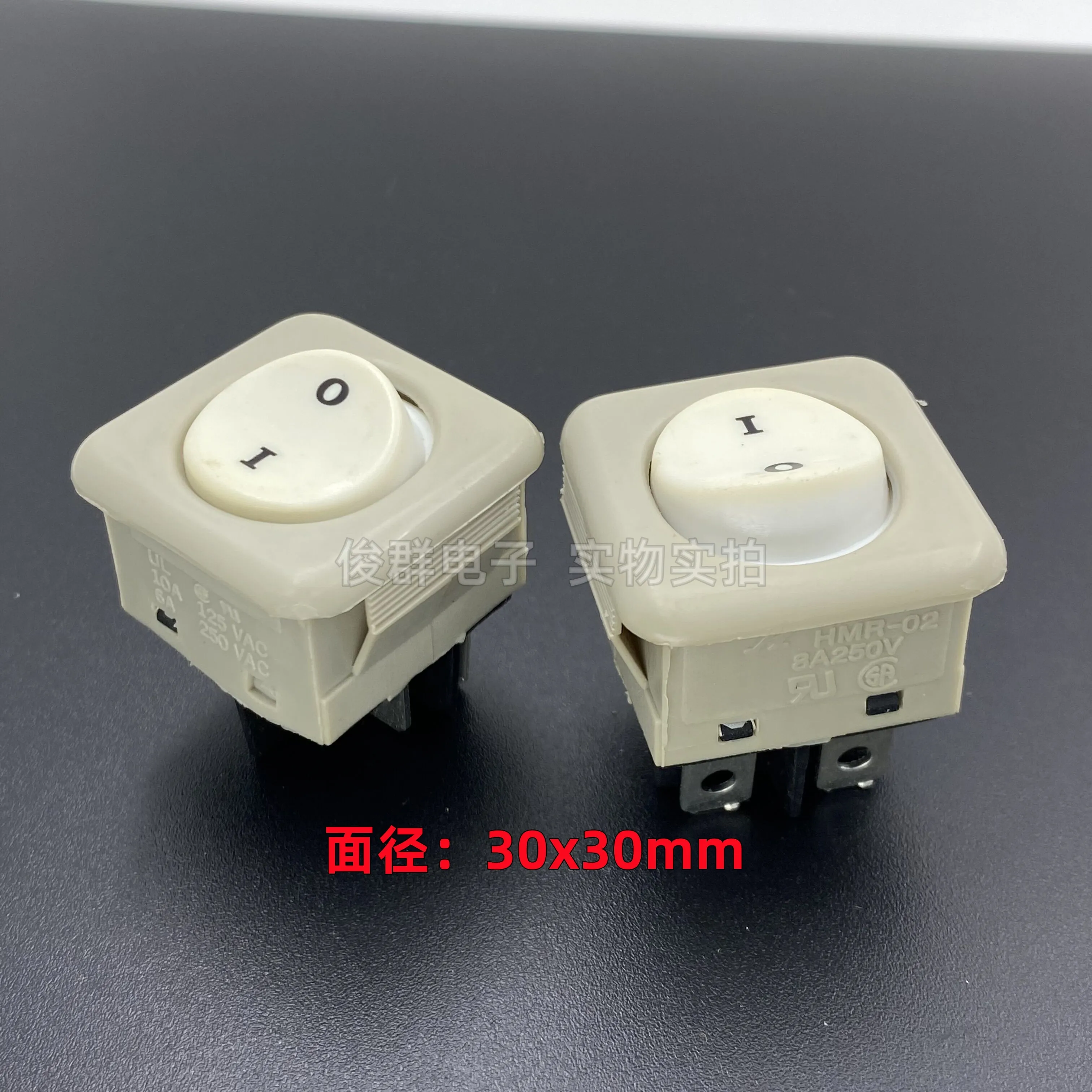 10pcs/Taiwan HMR-02 large boat switch 4-pin 2-gear 8A power toggle button rocker square button 30*30