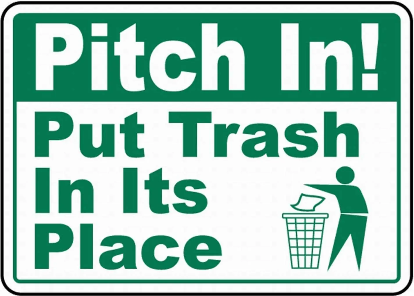 Pitch in Put Trash in Its Place Sign Safety Sign Tin Metal Warning Sign Notice  by PaBoe-aluminum sign