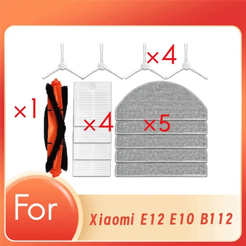 HLZS-14 Pcs Replacement Parts For E12 E10 B112 Robotic Vacuum Cleaner Mop Cloths Main Side Brushes Filter
