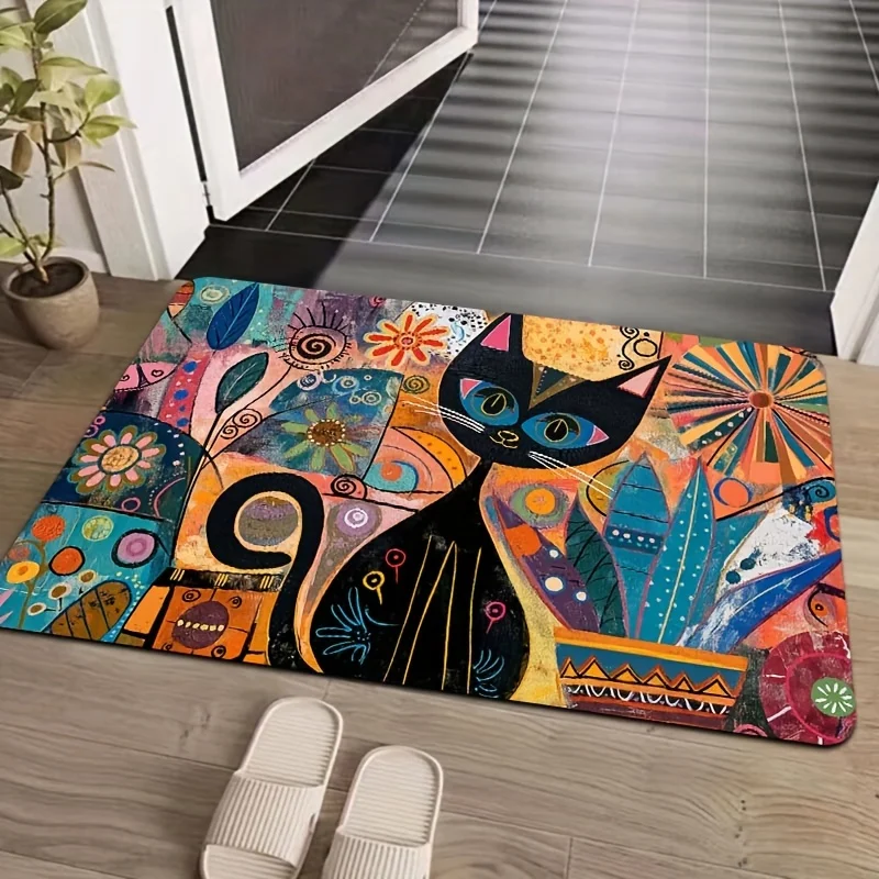 

VIKAMA Art Abstract Cat Gaming Room Floor Mats Bathroom Rugs Living Room Bedroom Rugs Indoor Doorway Floor Mats Home Décor