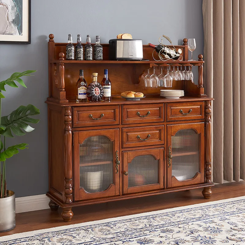 

American all-solid wood dining side cabinet 1.2 meters multi-functional wine cabinet 1.4 meters restaurant storage cupboard