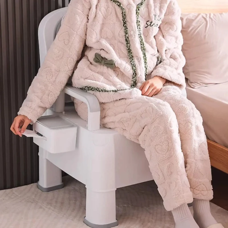 Adjustable Bedside Commode Chair Mobile Toilet Seat Sturdy Night Use Portable Potty