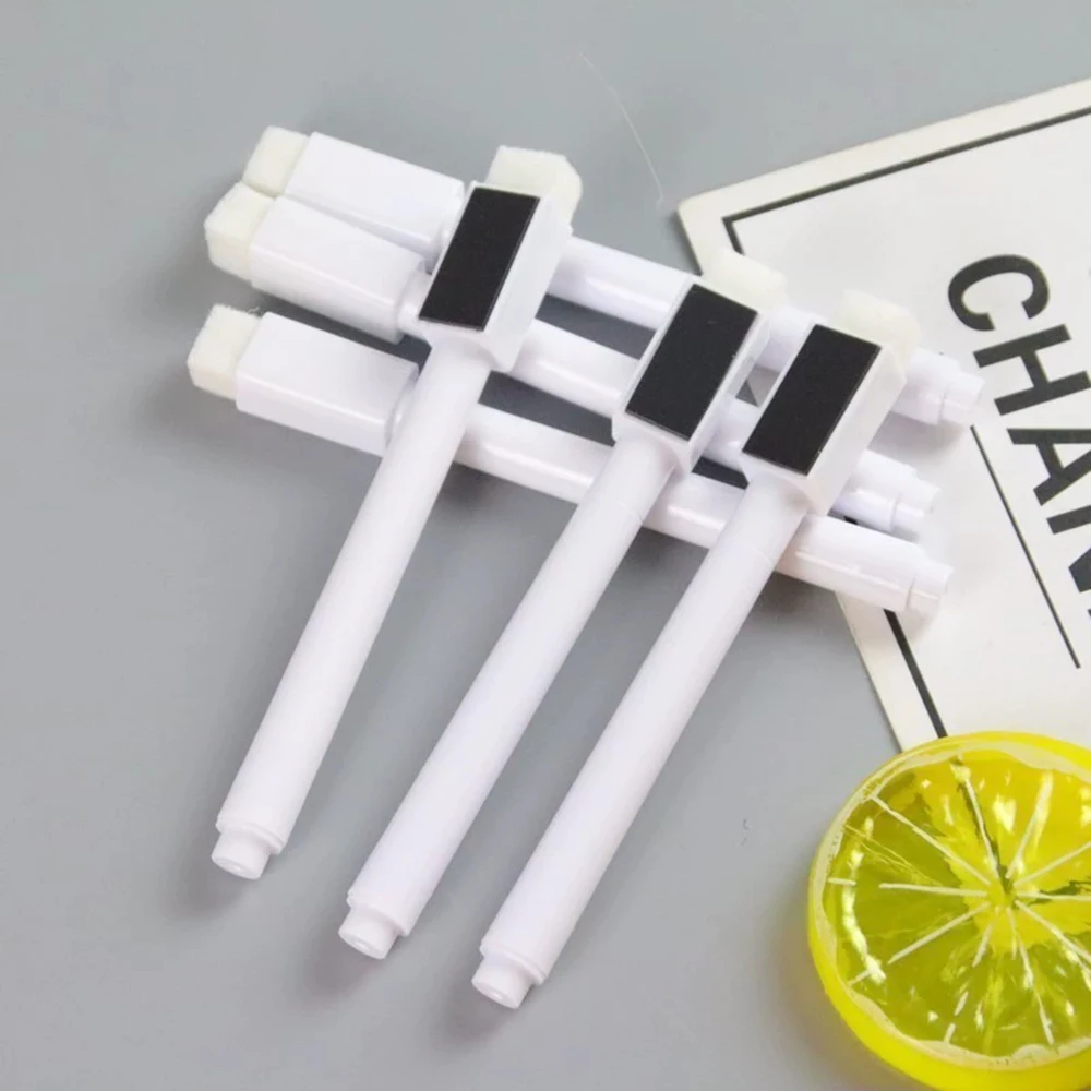 Weiße trocken abwischbare Whiteboard-Marker mit Radierkopf für einfaches Abwischen und glattes Schreiben, geeignet für Klassenzimmer und Bürobedarf. – Detail 7