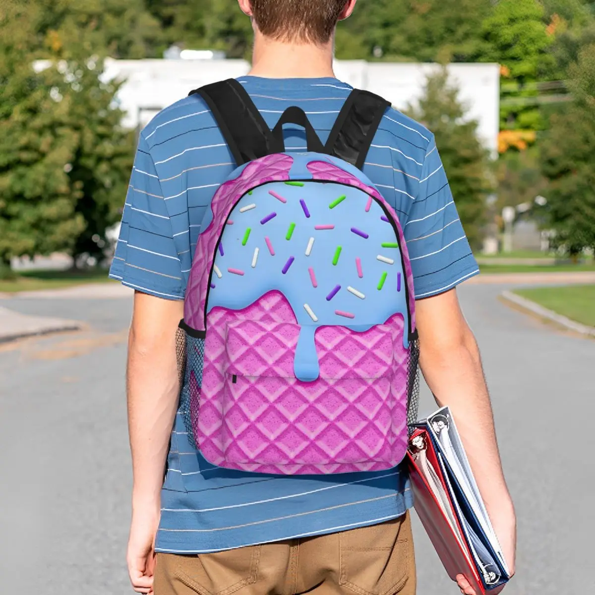 Ice Cream Dripping Kawaii Backpack Student BookBag Children School Bag Laptop Shoulder Bags for Men Women
