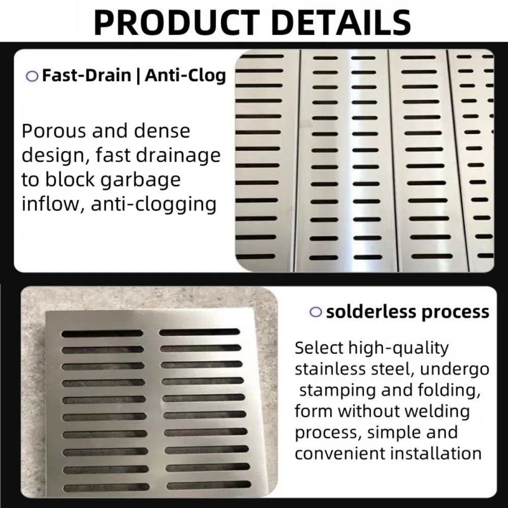 Resin Drainage Gutter Single/Double Row Heavy Duty Finished Drainage Ditch U-shaped Groove Stainless Steel Cover Linear Drain