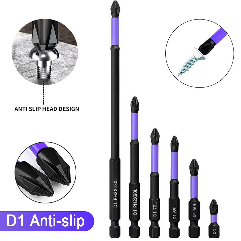 6/12 Pack Magnetic Screwdriver Bits Non-slip Shockproof Phillips Impact Bits Hex Shank Alloy Steel Bits Suitable for Power Tools