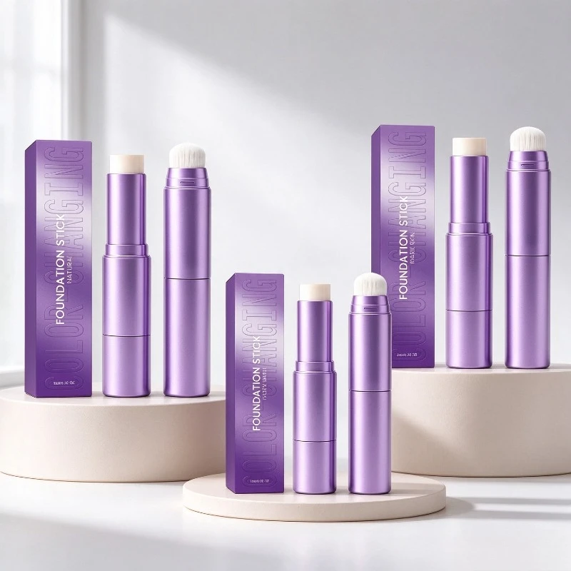 3colors 2In1 Dual Head Color Changing Foundation Stick Smart Skin Tone High Coverage Moisturizing LongLasting Flawless Finish
