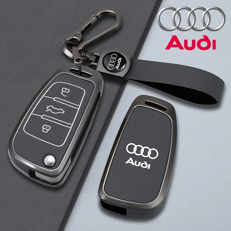 Leather Car Remote Key Case Cover For Audi A1 A3 A6 C5 C6 Q3 Q2 Q7 TT TTS R8 S3 S6 RS3 RS6 A4 Keychain Auto Styling Accessories