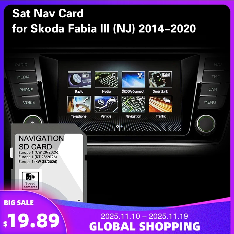 

MIB2 2026 Sat Nav GPS Navigation SD Card for Skoda Kodiaq 2016 2017 to 2020 Map Cover Liechtenstein Lithuania Netherlands