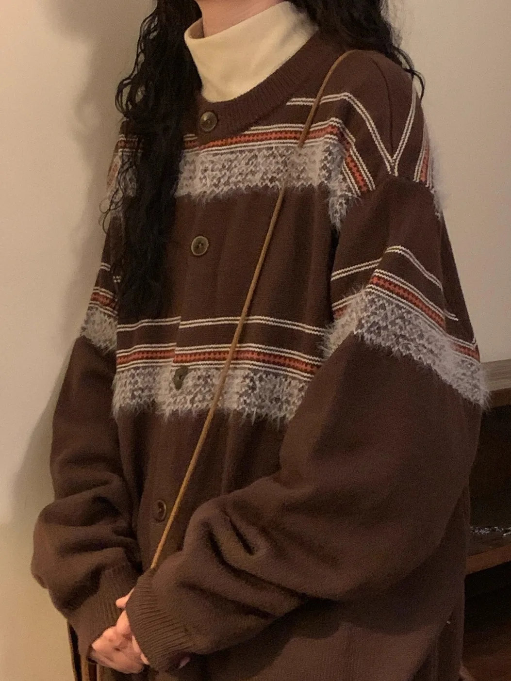 

Retro American Loose Knitted Cardigan Sweater Striped Couple Casual Outerwear Men Women Autumn Winter Warm Comfortable Long S...