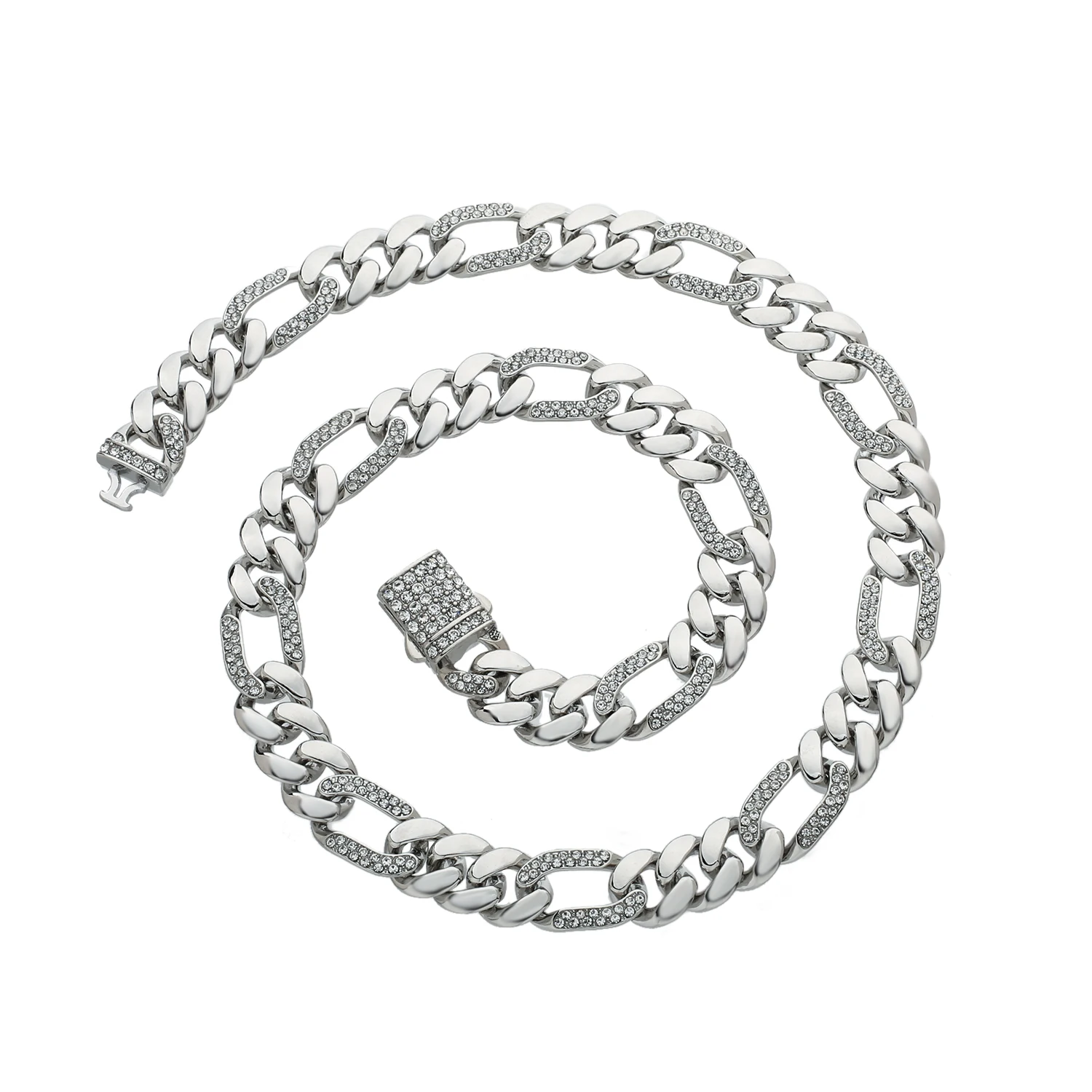 Hip Hop 14k Gold Plated Stainless Steel Jewelry Iced Cadena Hombre Miami Cuban Chain Men\'s Necklace