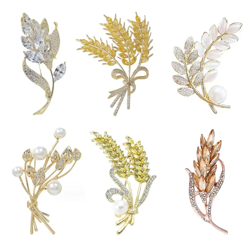 Exquisite Wheat Brooch for Women Men Dainty Plant Brooches Pins Inlaid Zircon Jewelry Trendy Accessories Party Gifts 2026