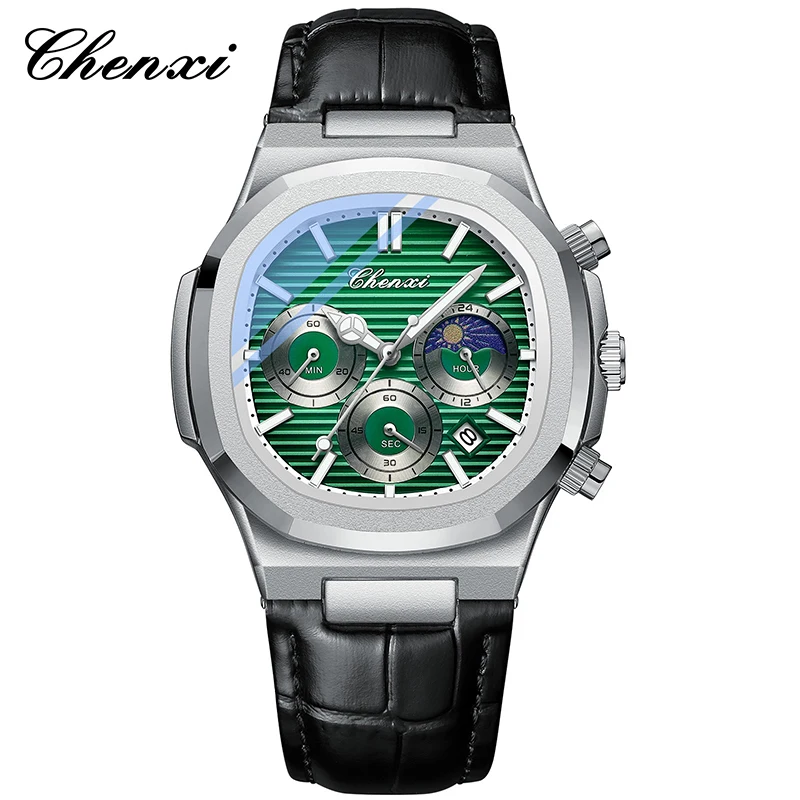 CHENXI Men's Business Watches Luxury Waterproof Luminous Calendar Leather Quartz Wristwatch High-quality Casual Sports Watch