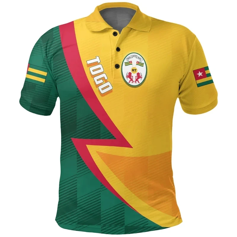 Summer Fashion Men's Polo Shirt Africa Togo Map Flag 3D Printed Polo Shirt Neutral Casual Sports Short sleeved T-shirt K0013