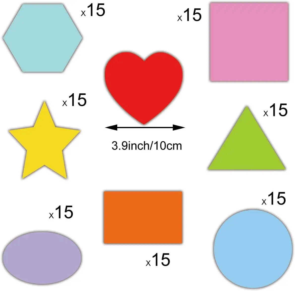 Shapes Math Pattern Play Card Craft Basic Multi-Shaped Color-Coding Card Round Hearts Stars Triangle Square Rectangle Oval Hexag