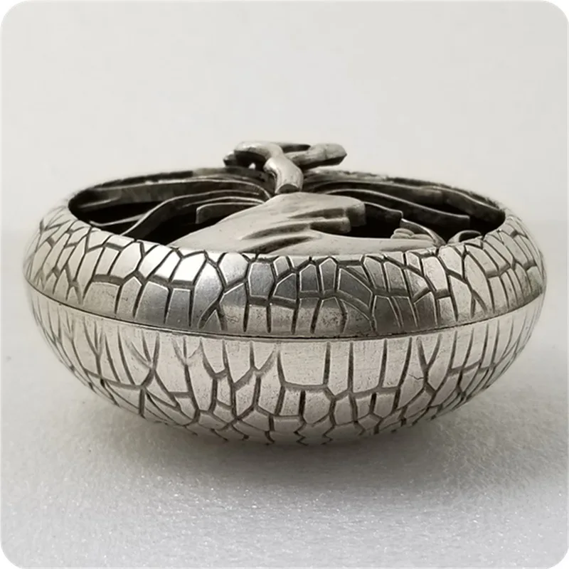 Handcrafted antique silver-plated round plum orchid, bamboo and chrysanthemum#37-4