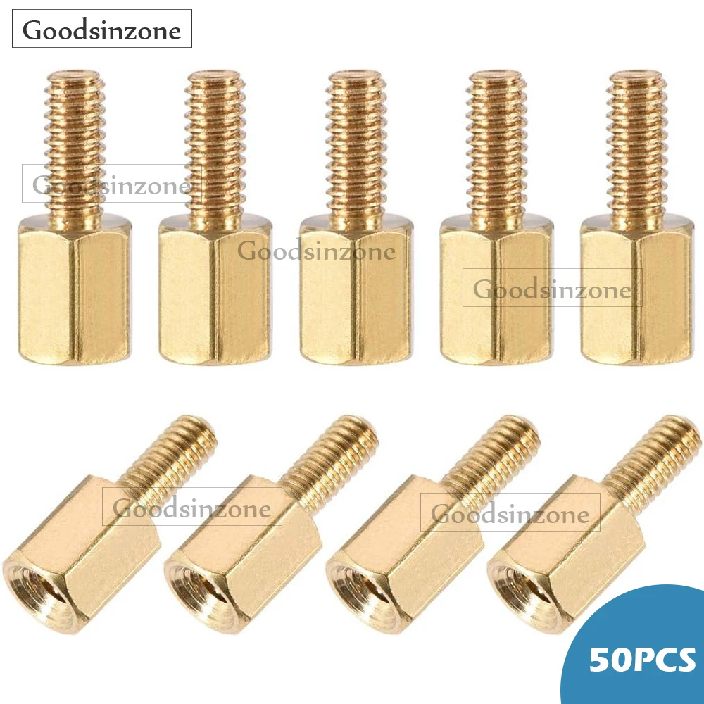 50-Pack M2.5×6mm+6mm Brass Standoffs – Male-Female Hex PCB Spacers for Raspberry Pi, Drones & Electronics