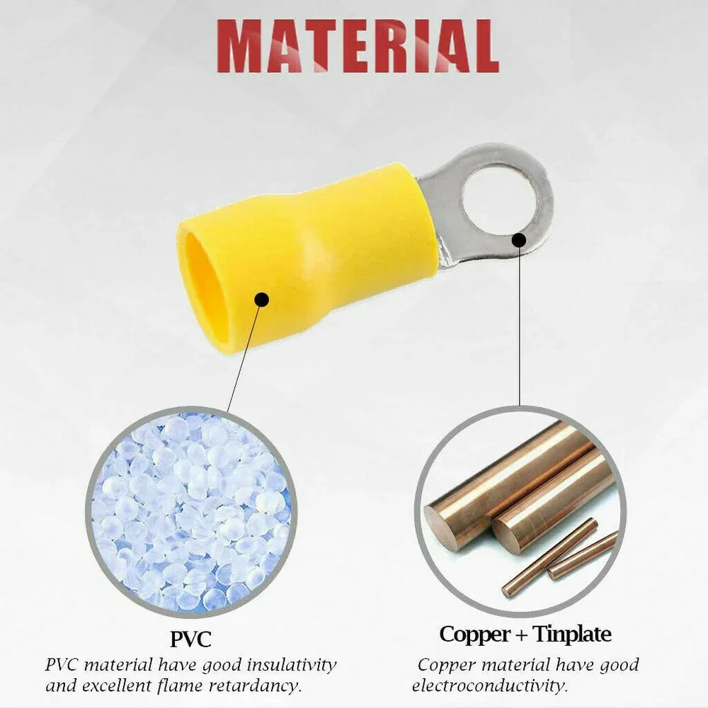 10/50/100PCS Gele Ring 4-6MM Geïsoleerde Draad Connector Elektrische Crimp Terminal Kabel Draad 12-10AWG Auto Audio Crimp Connectors