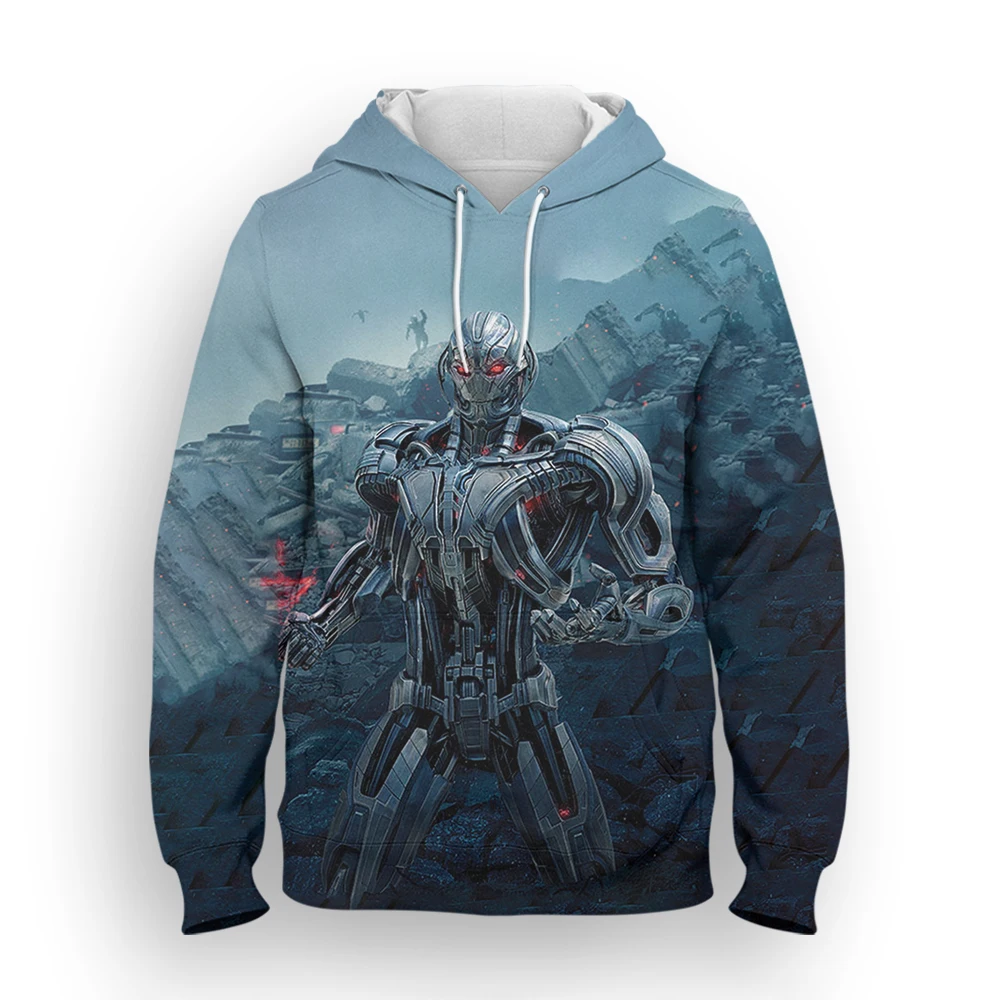 Miniso UItron Avenger wanita Sweatshirt ukuran besar Fashion Musim Semi Keren 3D Cetak Hoodie anak-anak Harajuku gaya baju olahraga pria