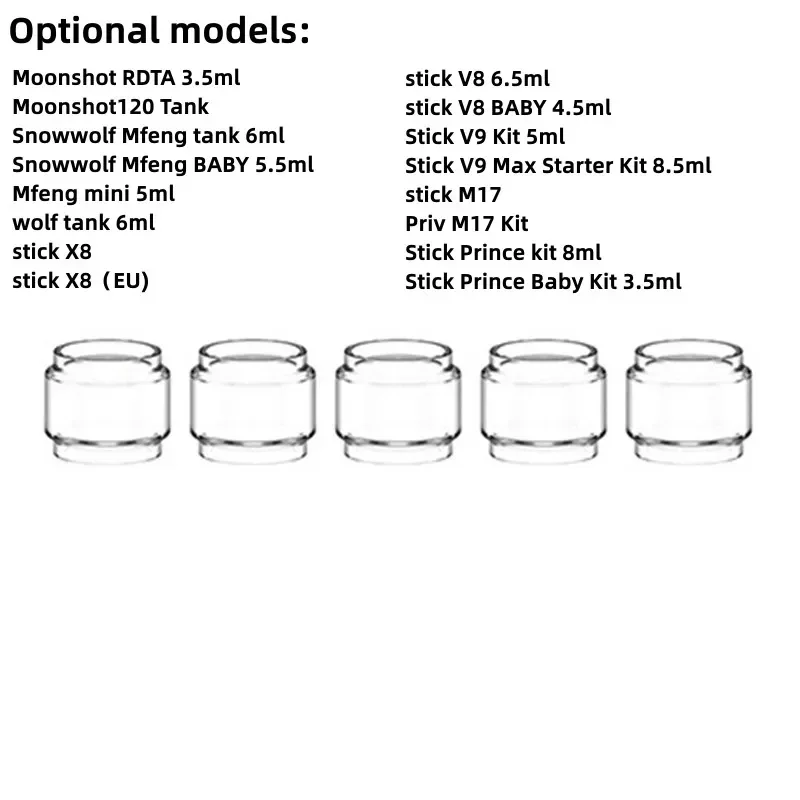 

Трубка из Пузырькового стекла для Moonshot RDTA/Moonshot120/Snowwolf Mfeng/Mfeng Mini/Wolf Tank/Stick X8/V9 Kit/Stick Prince/Priv, 5 шт.
