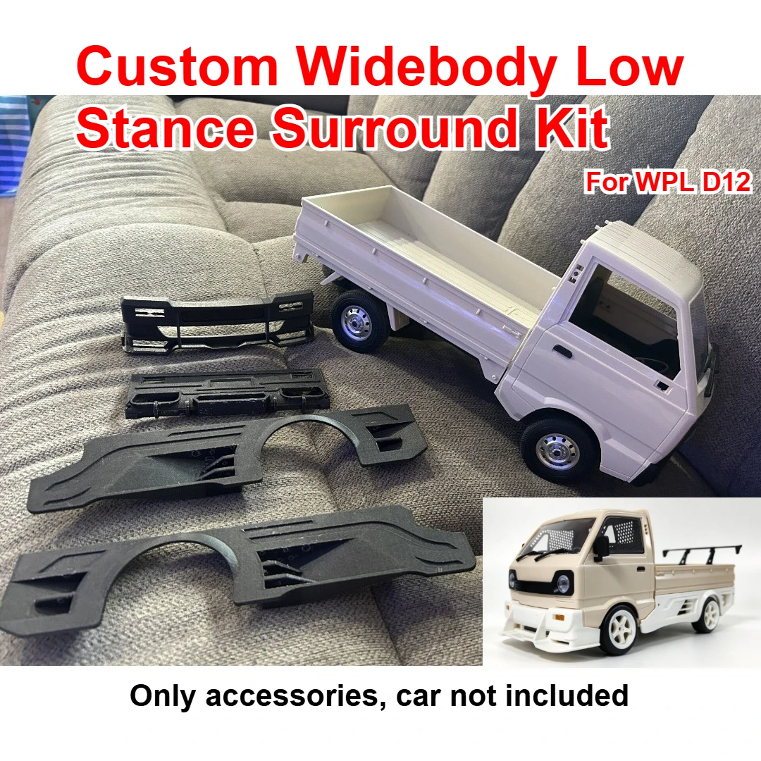 For WPL D12 1/10 RC Light Truck Widebody Low Stance Surround Kit Custom Model Number Decor Upgrade Decoration Hobby Mood Parts