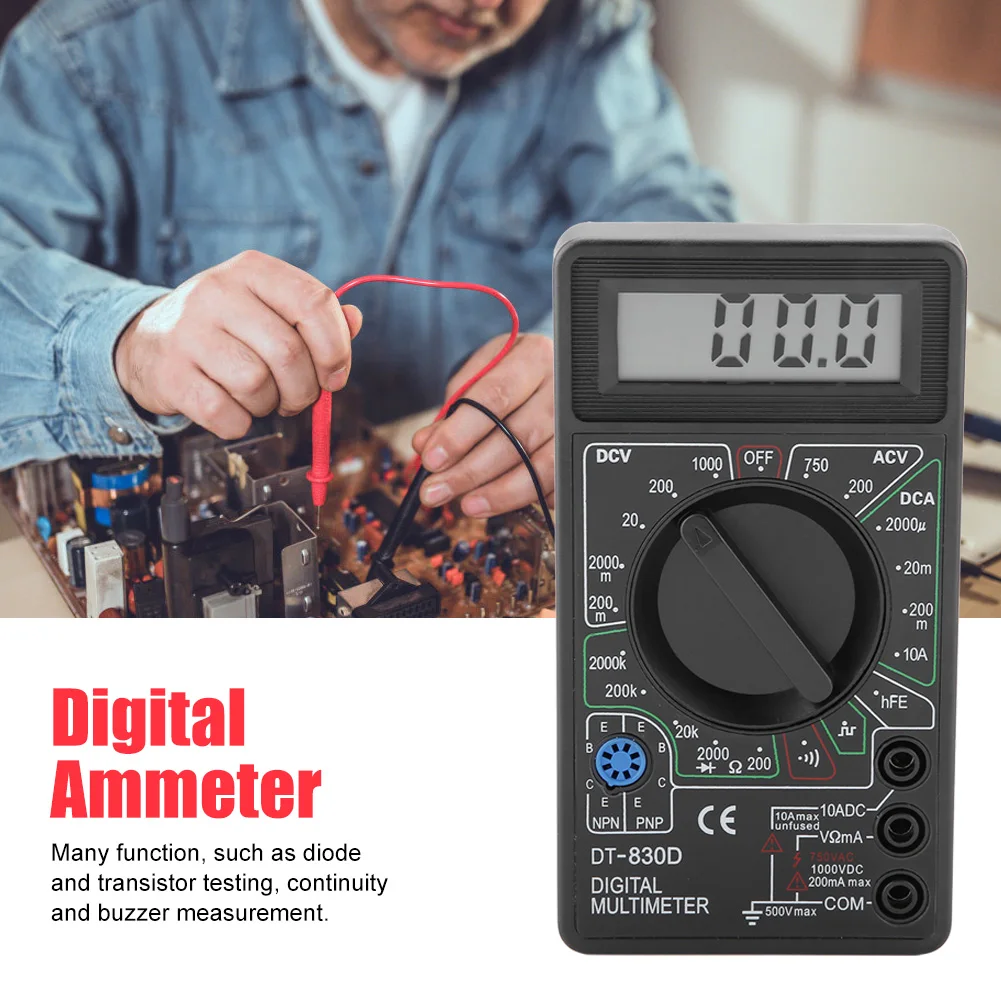 

Digital Voltmeter DT830D Mini LCD Display Digital Multimeter Voltmeter Ammeter Ohmmeter Testing Instrument. Digital Multimeter