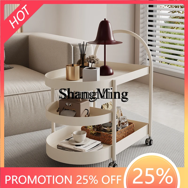 

ZYY high-value cream style modern simple living room small coffee table multi-function movable trolley