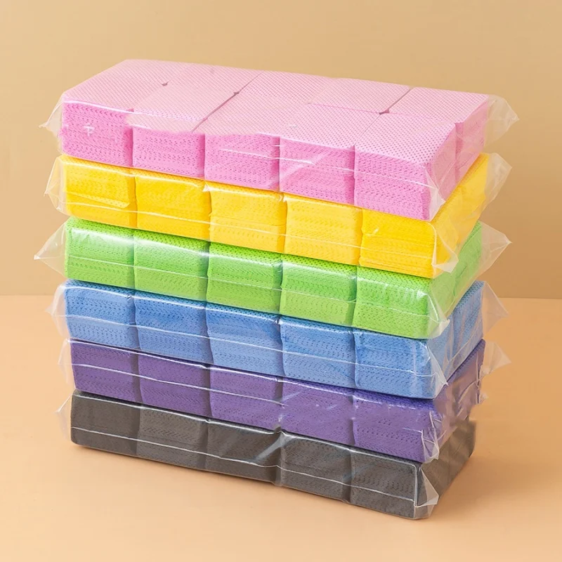 1000 قطعة مناديل الأظافر الملونة خالية من الوبر مسمار مزيل طلاء الأظافر منصات ماصة لينة رمش تمديد الغراء مناديل التنظيف إزالة ماني