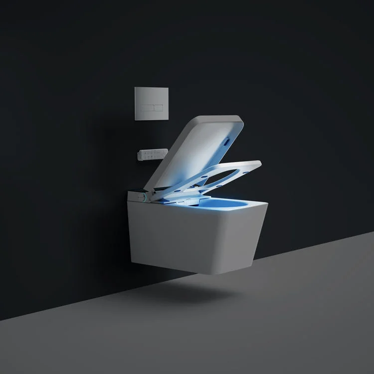 

Modern Ceramic Wall Hung Smart Toilet with Bidet Automatic Flush One-Piece P-trap Remote Control Hidden Watertank