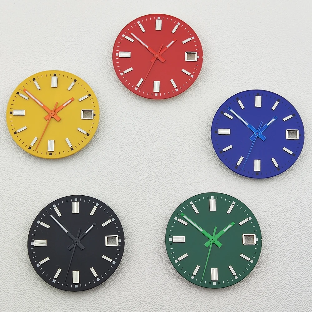 

Циферблат часов 28,5 мм, циферблат nh35, зеленые светящиеся часы, стерильный циферблат, настраиваемый логотип, детали часов для механизма NH35/NH36