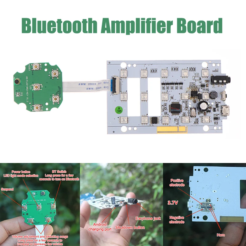 1Pc Colorful Lights Multifunction Bluetooth Receiver Audio Amplifier Board MP3 Decoder Board Stereo Sound Amplifier Module