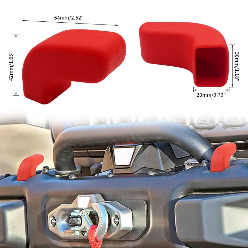 Bumper Tow Hook Covers 2Pack for Jeep Wrangler Jk Jl Gladiator Jt 2007-22 Adds Cushioned Grip to Tow Strap Recovery (Red/Blue)