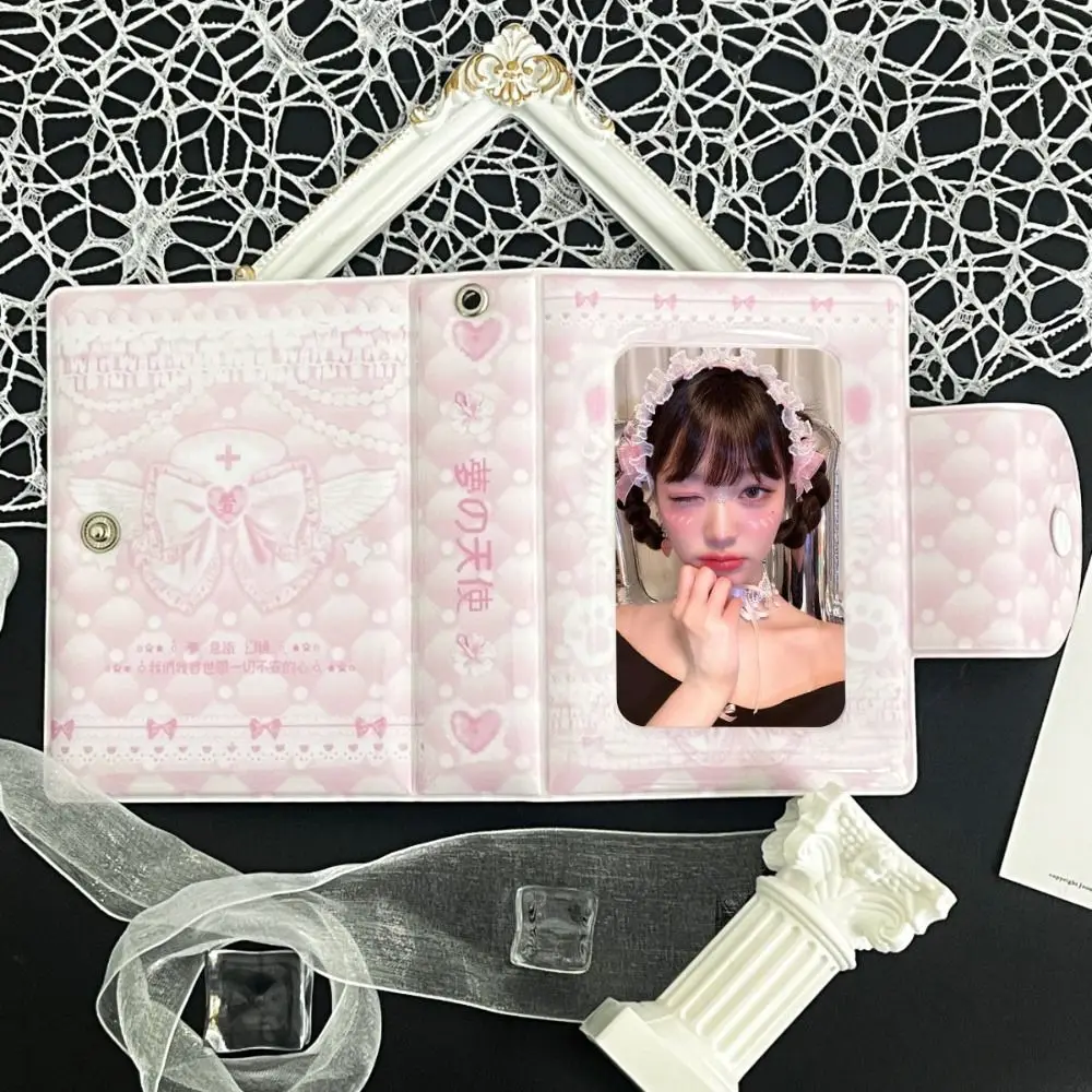 Pink Love Bow Card Album PVC with 16 Internal Pages Photocard Binder 3 Inch Mini Collectible Card Album Idol Card Collect Book