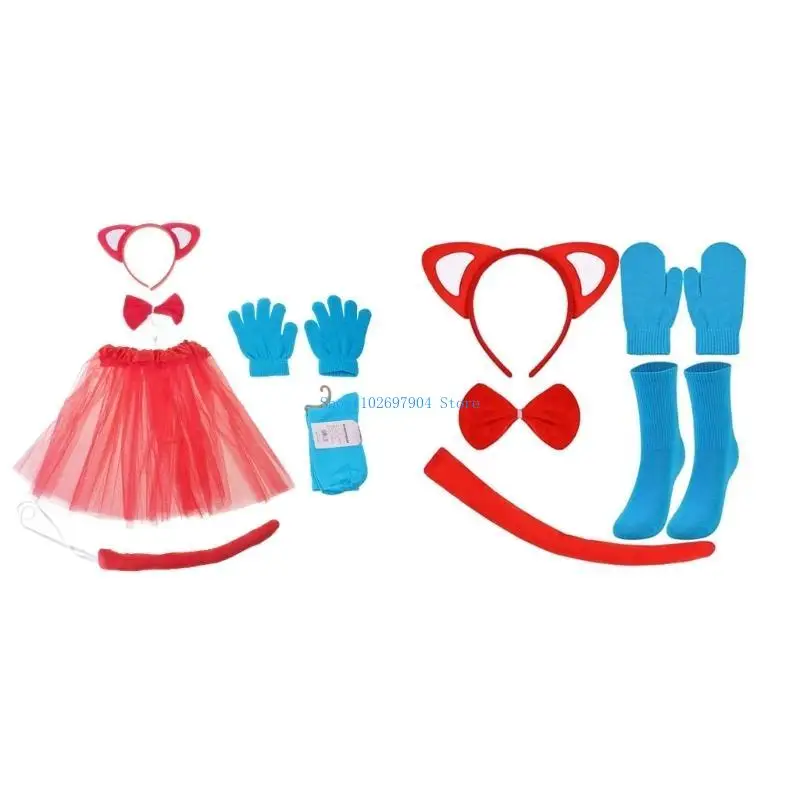 N7YF – accessoire Cosplay pour enfants, queue chat, oreilles chat, bandeau, gants, chaussettes