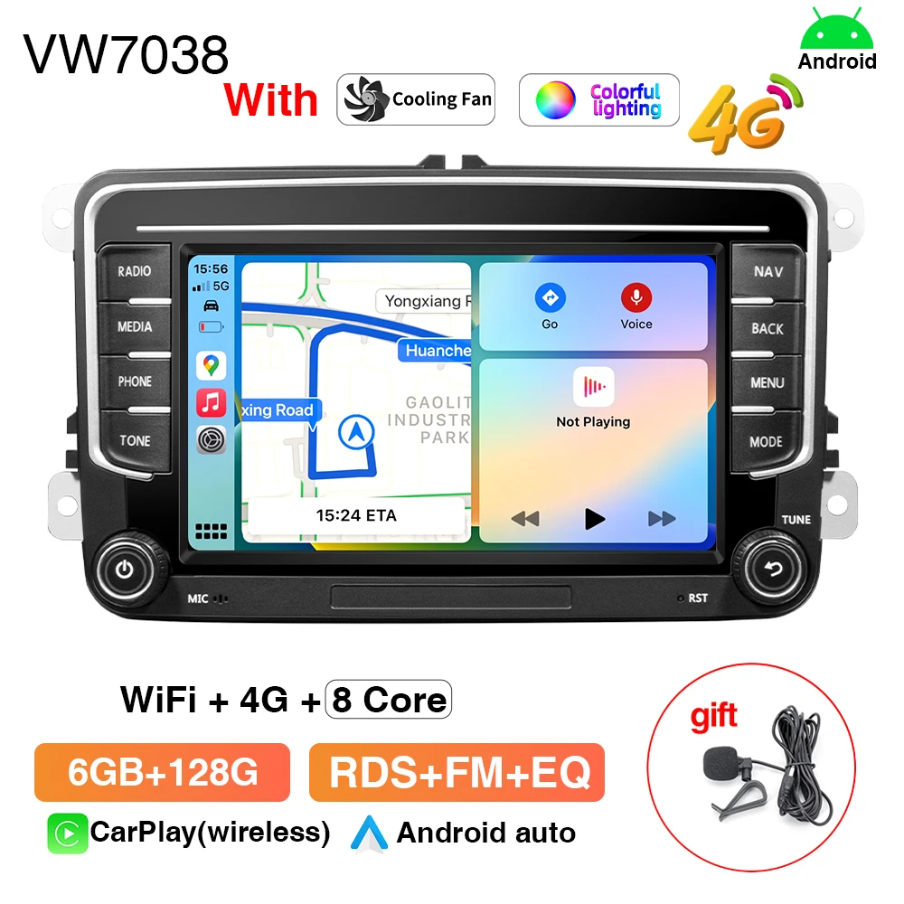 Grandnavi Android 13 Autoradio GPS Voor VW Volkswagen Skoda Octavia Golf 5 6 Touran Passat B6 Polo Jetta 2Din multimedia Speler