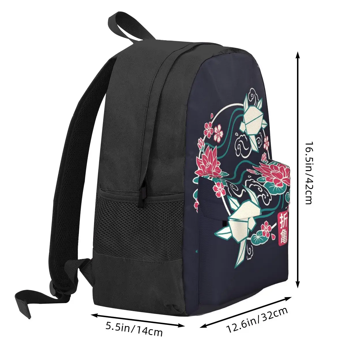 Geometric Origami Turtle On Water Lily Backpack Hot Sale Daypack Large Capacity BookBag School Bag Shoulder Bags for Men Women
