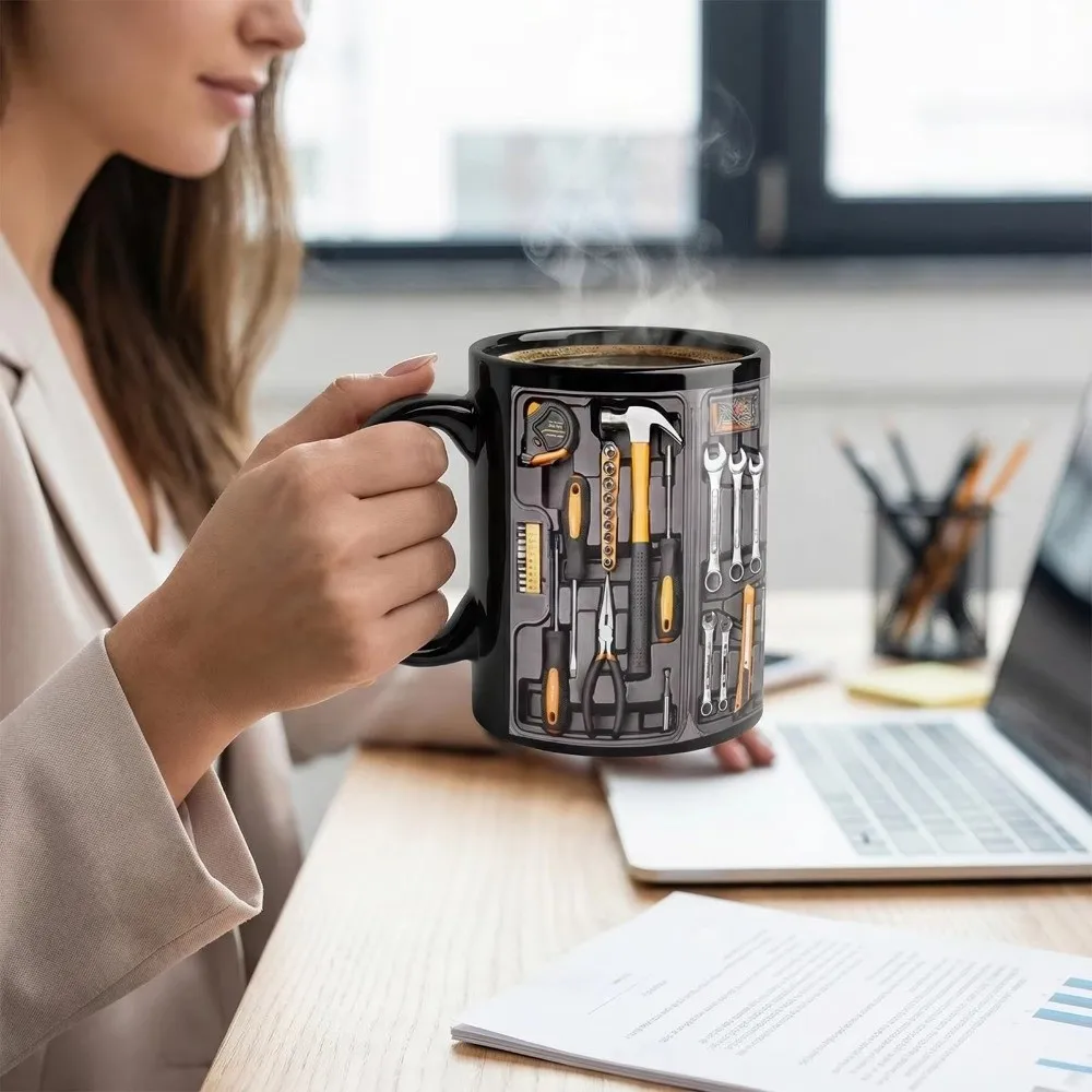 Picture 5: Creative Mechanic Toolbox Pattern Mug Anti Scalding Heat-resistant Ceramic Coffee Cup Novelty 350ml Tea Cup
