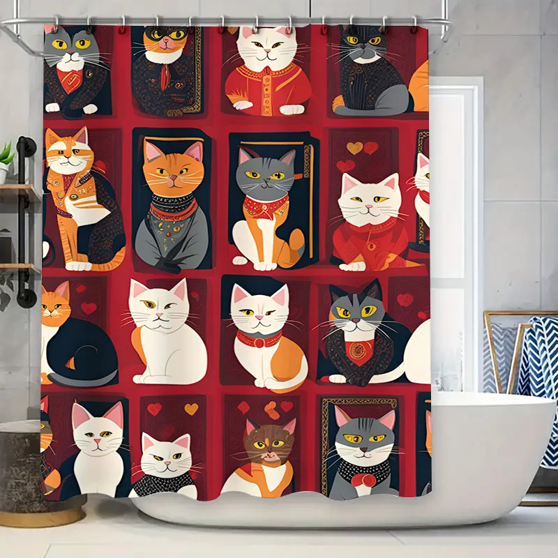 Elegante conjunto de cortina de ducha para baño con diseño de silueta de caballo, tela impermeable para decoración del hogar en colores marrones y Beige modernos (