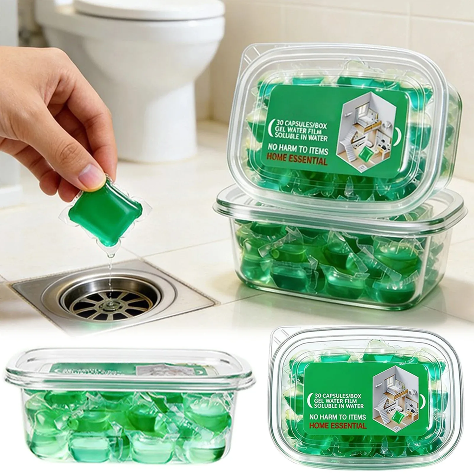 Odor Removal Sewer Cleaner Scented Gel Airs Freshener For Sinks Drains Gel Water Film Soluble In Water For Kitchen For Bathroom