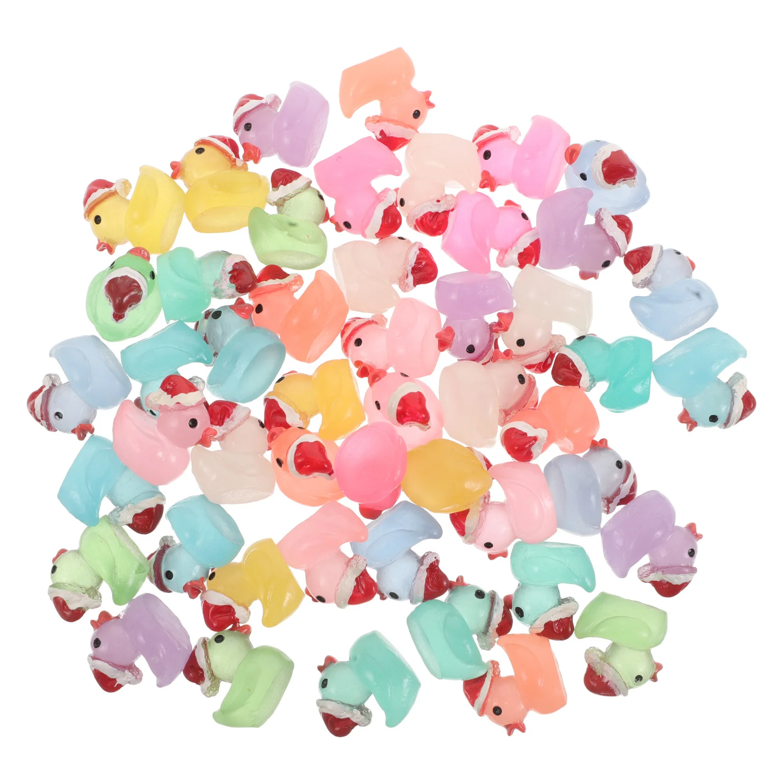 

50 шт. миниатюрных светящихся в темноте фигурок уточек из смолы для декора сада, рождественских микроландшафтов и украшения двора