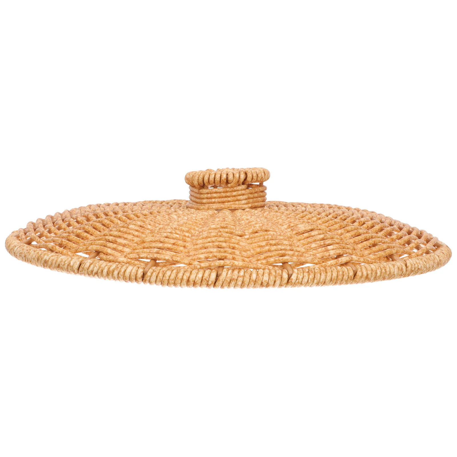 

Round Imitation Rattan Lid Dustproof Cover For Trash Basket Bedroom Bathroom Garbage Can Replacement Plastic Waste Paper Basket