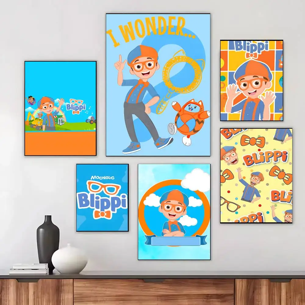 TV Show Blippi Wanders Poster Waterproof Sticky WallArt Print For Bedroom Living Room Hallway Bar Home Decor